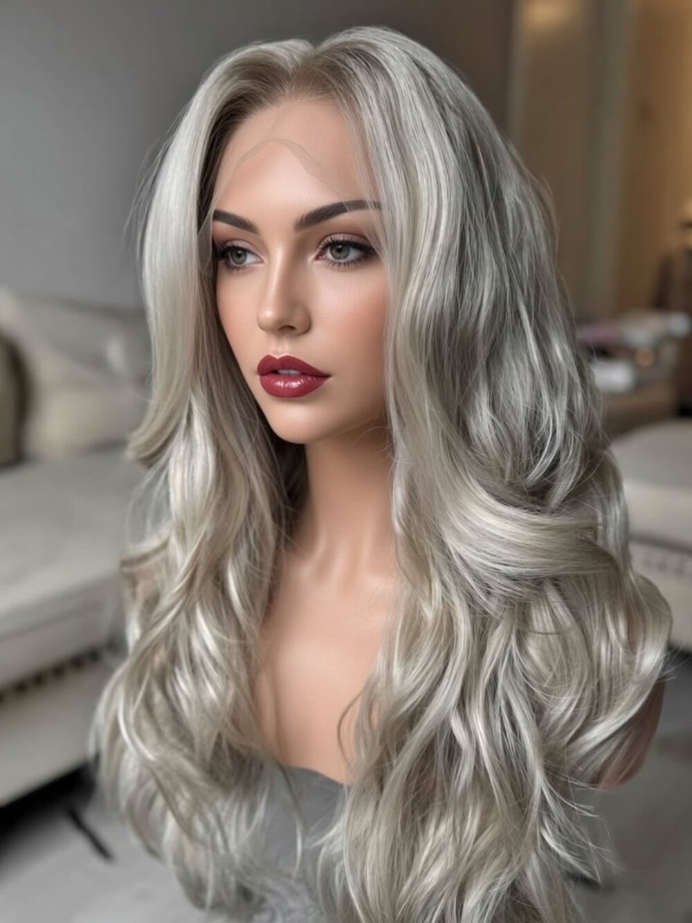 Brand New Light Grey with White Highlights | 28" Lace Front Wig